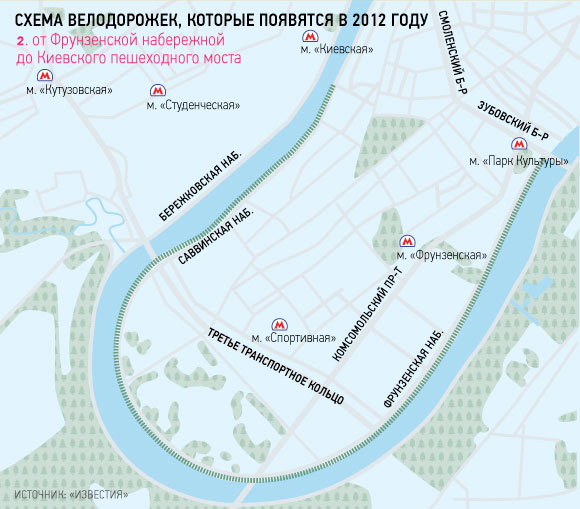 Схема велодорожек, которые появятся в Москве в 2012 году, Инфографика © Татьяна Белкина и Наталья Ренская